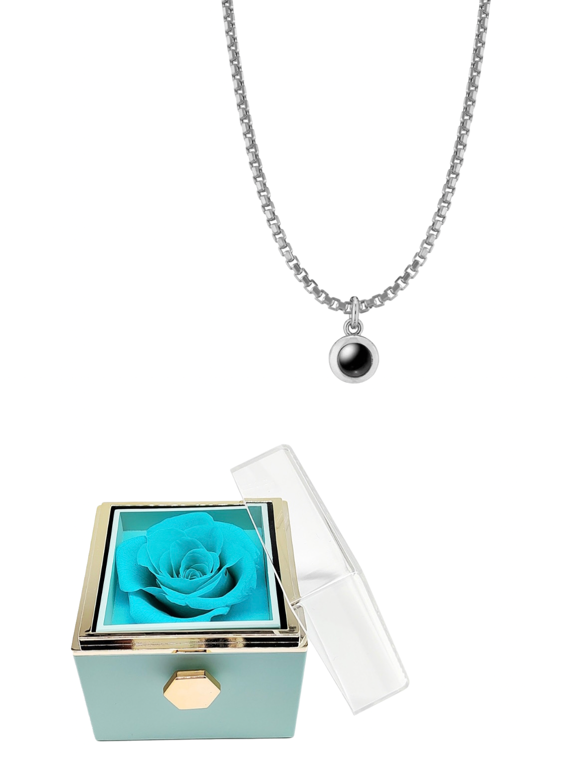 “For Him” Mens Infinite Pendant & Rotating Rose Box