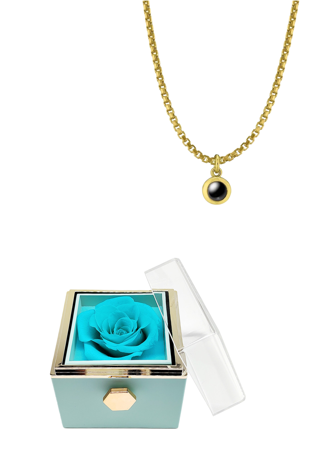 “For Him” Mens Infinite Pendant & Rotating Rose Box