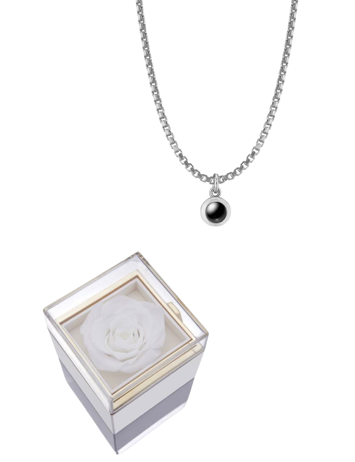 “For Him” Mens Infinite Pendant & Rotating Rose Box