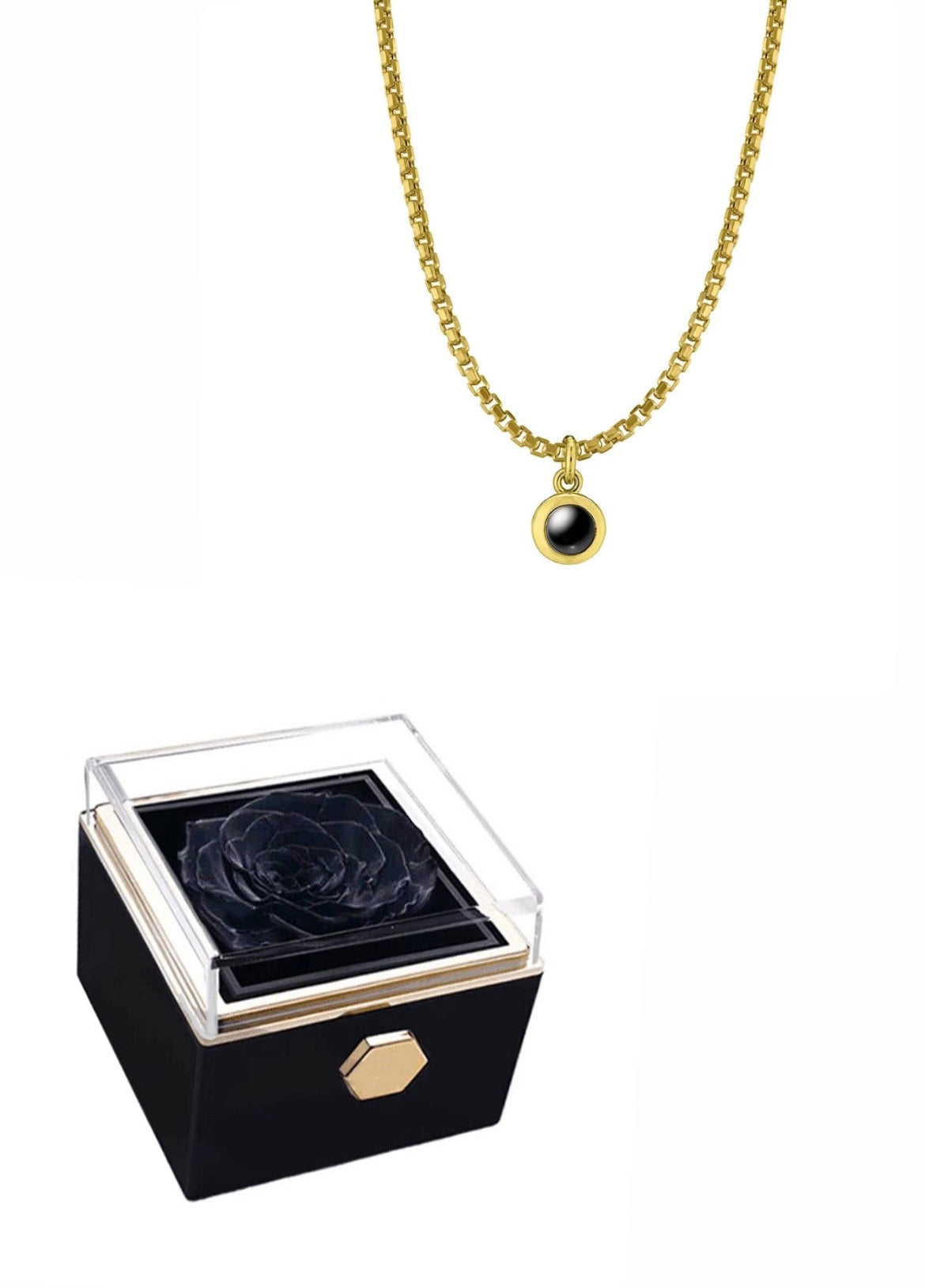 “For Him” Mens Infinite Pendant & Rotating Rose Box