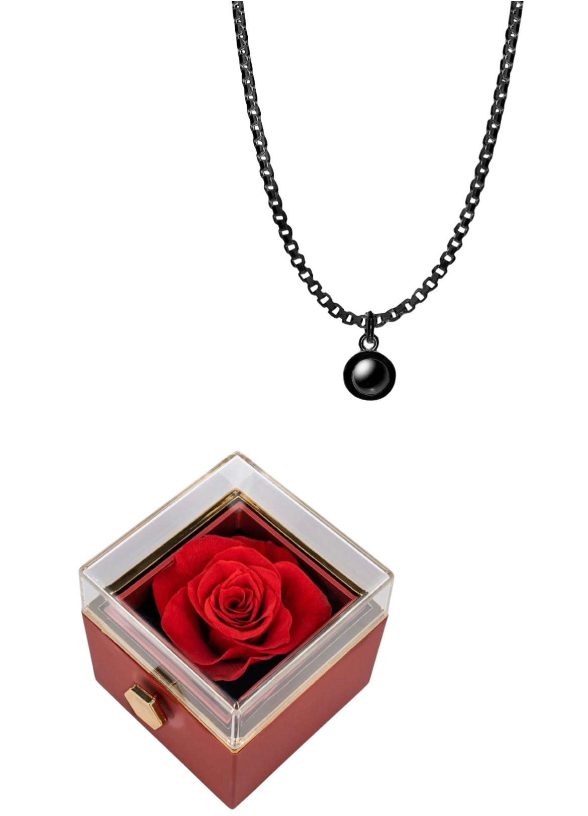 “For Him” Mens Infinite Pendant & Rotating Rose Box