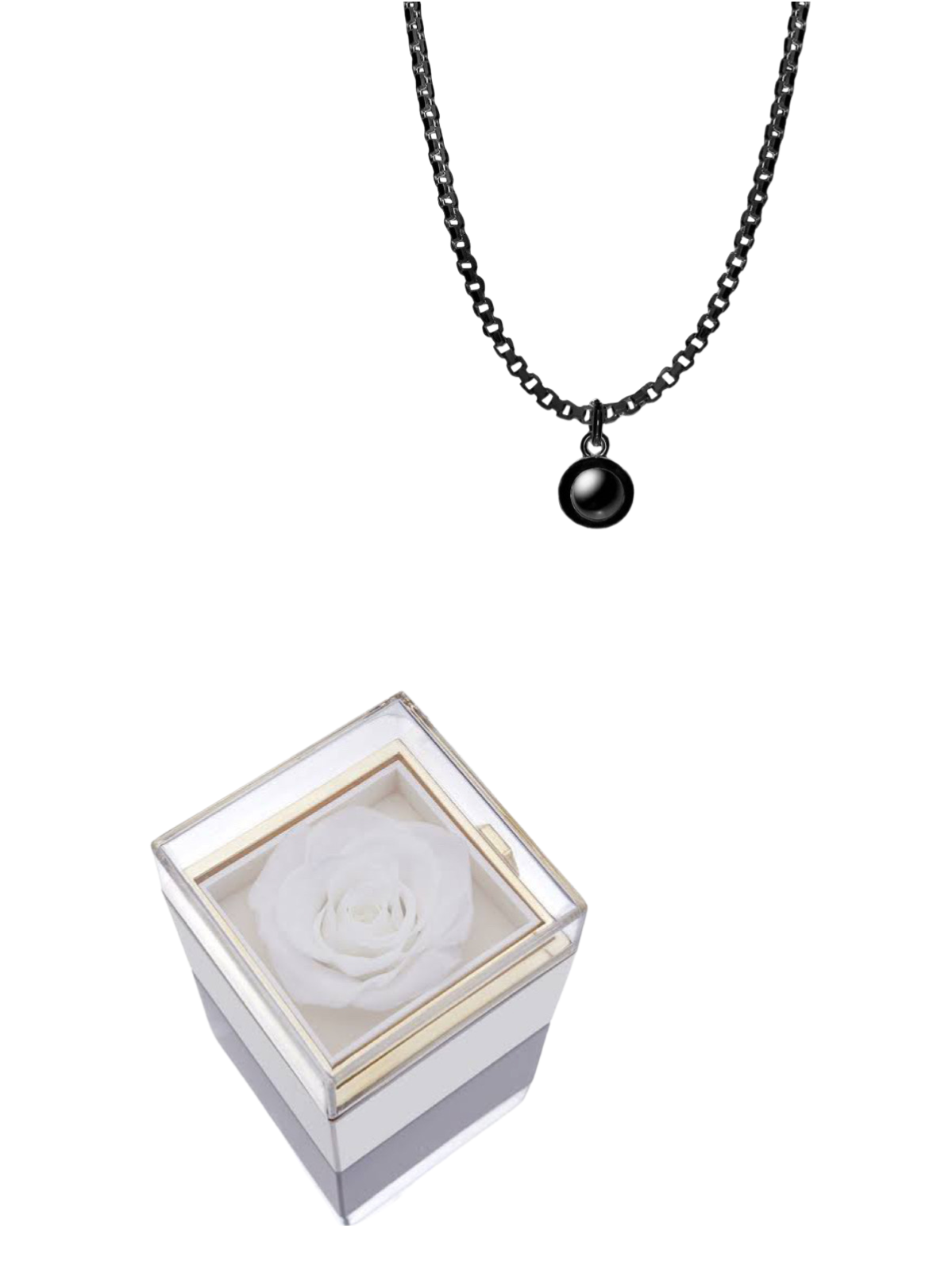 “For Him” Mens Infinite Pendant & Rotating Rose Box