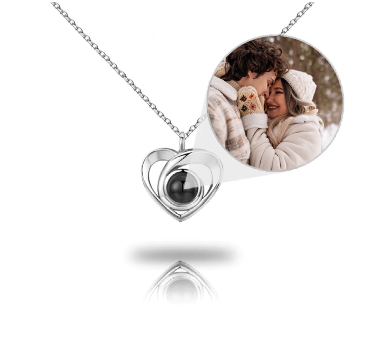 Infinite Swirl Heart Photo Necklace