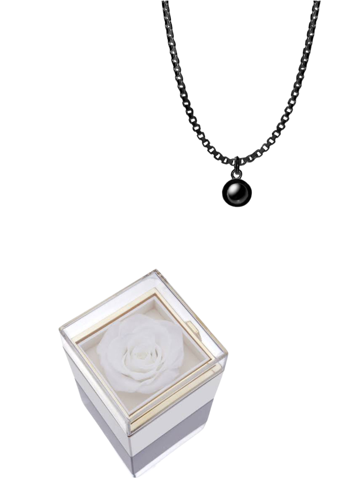 “For Him” Mens Infinite Pendant & Rotating Rose Box