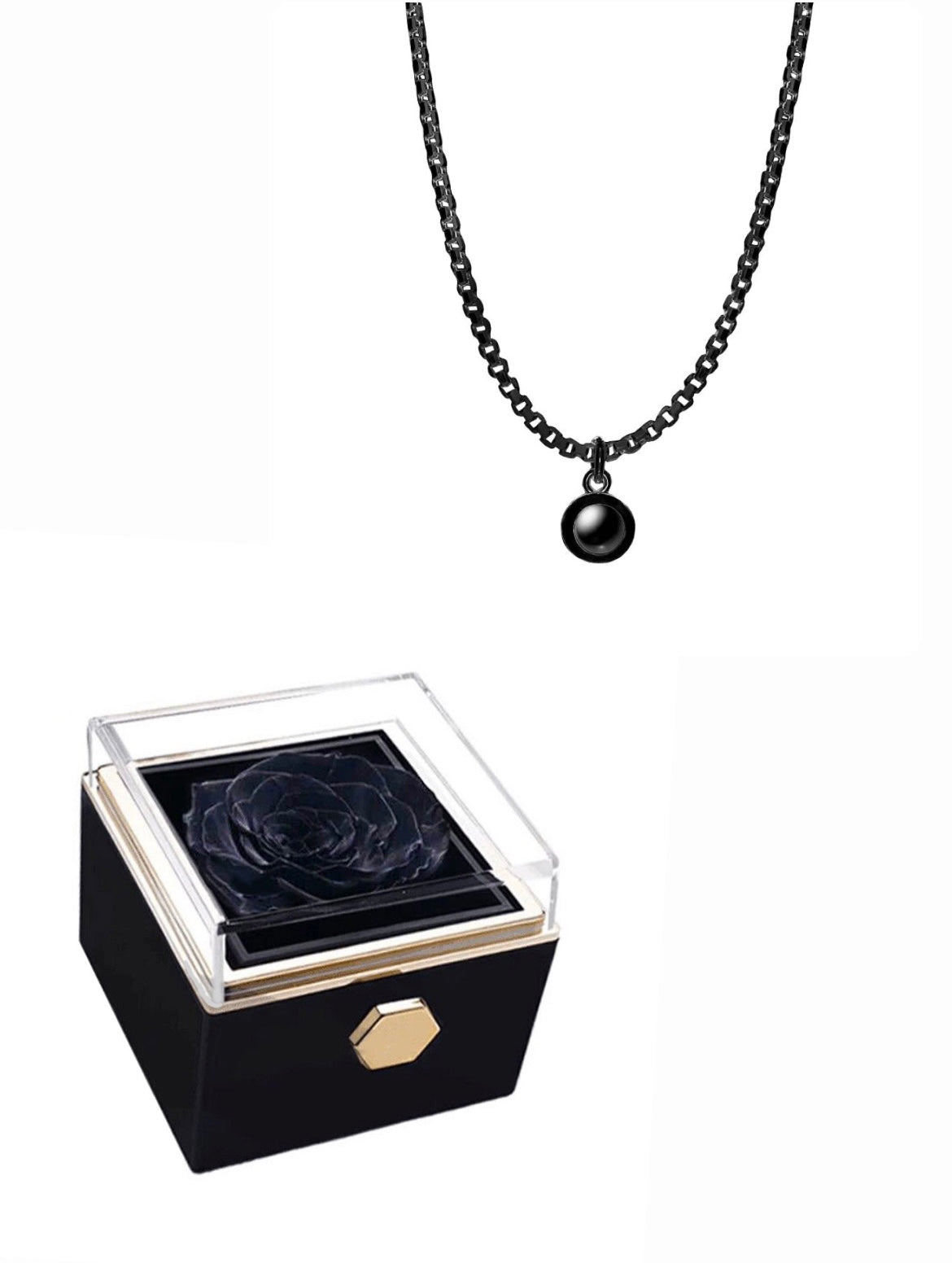 “For Him” Mens Infinite Pendant & Rotating Rose Box