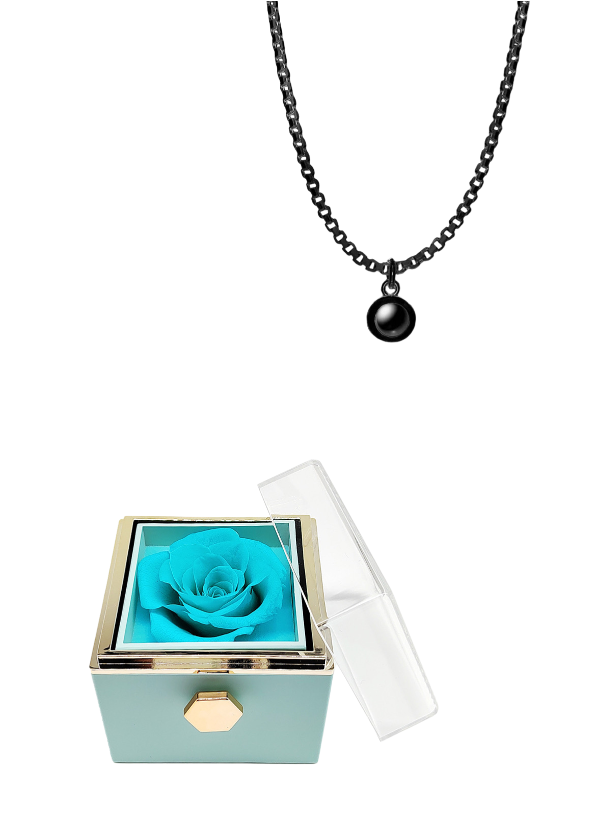 “For Him” Mens Infinite Pendant & Rotating Rose Box