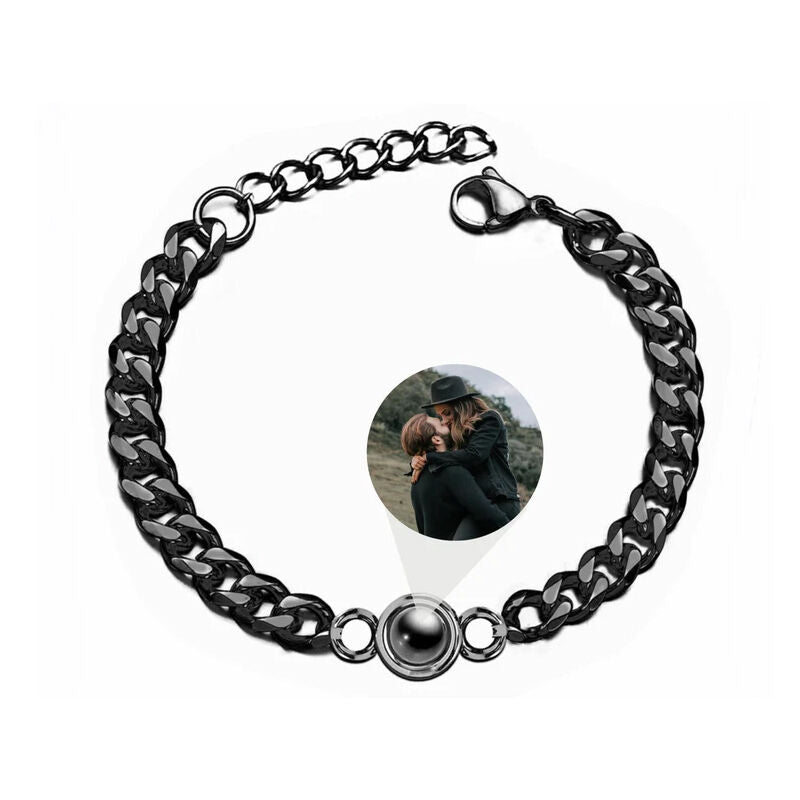 Mens Infinite Steel Photo Bracelet