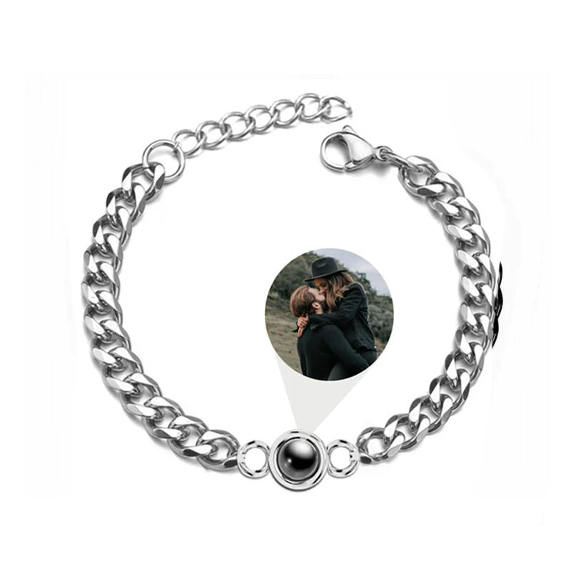 Mens Infinite Steel Photo Bracelet