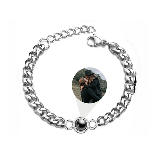 Mens Infinite Steel Photo Bracelet